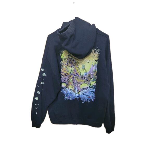 Rick and Morty Hoodie Mens Large Double Side Graphic Adult Swim Fleece Black - Picture 1 of 11